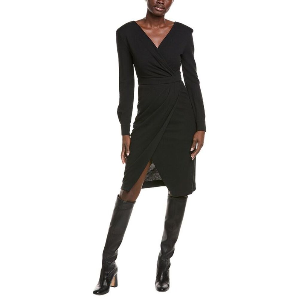 Max Mara Womens Virtus Jersey Wool-Blend Midi Dress, Black